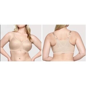 NEW Glamorise MagicLift Front-Closure Posture Back Bra 56C Tan Nude #1265